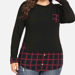 Plaid Hem Sweatshirt